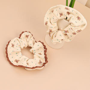 ยางมัดผมหางม้าแสนหวานสำหรับเด็กผู้หญิงมี<span class=keywords><strong>หมี</strong></span>สีน้ำตาลตัวน้อยน่ารักผูกผมลายดอกไม้ - Product Image 2