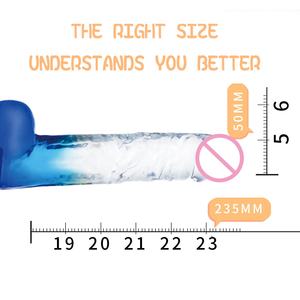 Реалистичная прозрачная цветная секс-игрушка в форме пениса из жидкого силикона, 9,25 дюйма, с мощной присоской, для стимуляции точки G, без рук, для женщин и мужчин - Product Image 4