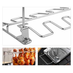 Soporte <span class=keywords><strong>de</strong></span> acero inoxidable cromado <span class=keywords><strong>de</strong></span> 14 ranuras para parrilla <span class=keywords><strong>de</strong></span> barbacoa exterior, para carne, alitas <span class=keywords><strong>de</strong></span> pollo, ahumador, horno, asador, bandeja <span class=keywords><strong>de</strong></span> goteo y muslos <span class=keywords><strong>de</strong></span> pollo - Product Image 5