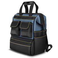 Sac à dos pour outils Jakah avec support dorsal rembourré, grande capacité, sac de transport pour kit d'outils robuste, sacs de rangement pour électricien