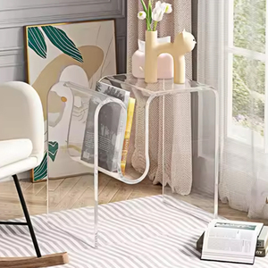 Acrylique Transparent De Luxe Café Acrylique Irrégulière Petite Table D'extrémité En Plexiglas Tv Table De Service Salon Tables D'appoint - Product Image 6
