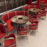 Ensemble de banquettes de restaurant modernes en acier inoxydable robuste, revêtement en cuir PU vert imperméable, écologique, facile à nettoyer, mobilier commercial
