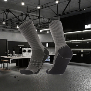 Athletic <b>Training</b> Sport <b>Socks</b> Crew Knitted Anti Slip Polyester Cotton Men Summer Grey Black White - Product Image 3