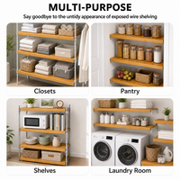 Étagère murale en bambou naturel, moderne, écologique, robuste, multifonctionnelle, à un seul niveau, en forme de L, pour le rangement en atelier