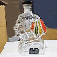 Carafe à vin en verre transparent de 300 ml, mini carafe artisanale en verre borosilicate de haute qualité, tête de dragon, pour brandy, whisky, tequila, vodka
