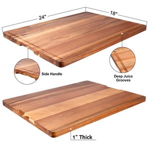 <span class=keywords><strong>Planche</strong></span> à découper XXL en bois d'acacia, bloc de boucher, durable et facile à nettoyer pour la maison, l'hôtel, la restauration - Product Image 6