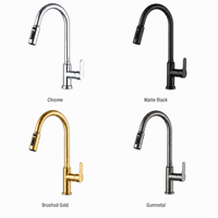 Robinet de cuisine en acier inoxydable 304 noir à double poignée avec cartouche céramique, mitigeur de comptoir avec filtre à eau extractible, vente en gros