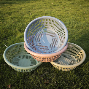 Kitchen Vegetable Washing Basket Large Round Plastic <b>Drainer</b> Fruit Storage Basket Household Use - Product Image 4