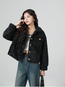 Manteau d'hiver pour <span class=keywords><strong>femme</strong></span>, style mignon et décontracté, en polyester, avec boutons et col à revers, chaud - Product Image 3