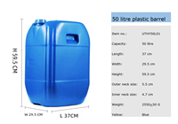 Conteneur chimique en plastique de haute qualité de 50 litres, baril, liquide, style F, bidons en PEHD, seau en plastique plus épais, bouchon à vis