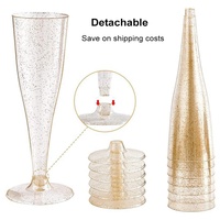 Flûtes à champagne jetables à paillettes pour fêtes, événements et mariages, coupes à champagne en plastique détachables 4,5 OZ 130 ML, 50 pièces par paquet