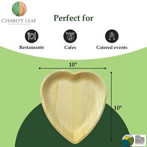 Piatto a Forma di Cuore in Foglia di Palma Naturale - Product Image 2