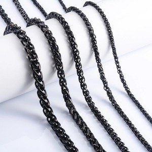 Collana Lunga in Acciaio Inossidabile con Catena a Grano per Uomo e Donna, Girocollo Placcato Nero, Accessori per Gioielli Fai-da-Te - Product Image 1