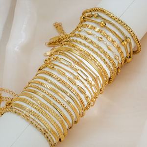 Bulk Custom Luxury 14k18k Gold Plated Fine Fancy Bracelet En Acier Inoxydable Femme Homme Bracelet & <b>Bangle</b> for <b>Women</b> - Product Image 5