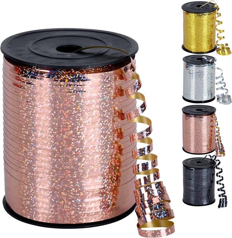 500 Yards Red Crimped Curling Ribbon Shiny Metallic Glitter Curling Ribbon for Balloons Party Festival Gift Wrapping