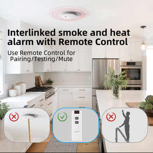 Kit d'alarme incendie CPVAN Home 3-en-1 certifié EN14604, autonomie <span class=keywords><strong>de</strong></span> la batterie <span class=keywords><strong>de</strong></span> 10 ans, capteurs photoélectriques et électrochimiques, télécommande - Product Image 2