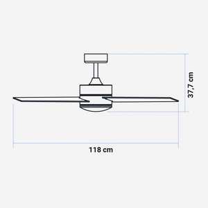 Ventilador de Techo Moderno BORA 4048W de 118 cm con Luz LED Blanca, Control Remoto, Uso en Exteriores y Hoteles, Material Metálico, Origen España - Product Image 3