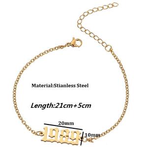 AC1012, regalo de joyería de <span class=keywords><strong>pie</strong></span> de cumpleaños buena calidad minimalista personalizado año de nacimiento pulseras de tobillo tobilleras - Product Image 3