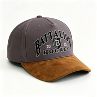 Topi Snapback 5 Panel Suede Katun Unisex Bordir Logo Custom, Bordir Tangan, Puff Printing,  dengan Tali dan Aksen Lengkung Tanpa Struktur