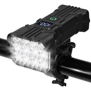 <b>Bicycle</b> Headlight 12 LED IPX4 Rechargeable Digital Display Mountain Bike Light - Product Image 1
