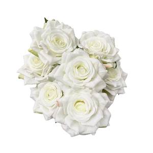 زهور صناعية، باقة من 7 رؤوس، ورود حريرية بلون الكابتشينو، زهور صناعية لتزيين جدار الزفاف على شكل شلال، معبأة في صندوق - Product Image 5