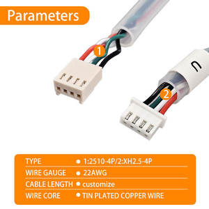 Arnés de Cables con Conector Macho a Hembra UL1007 22AWG XH2.5-4P 2510-4P con Tubo Protector de PU Transparente - Product Image 4