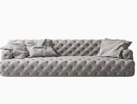 Canapé Chesterfield 3 places en velours capitonné pour salon, villa, maison, hôtel