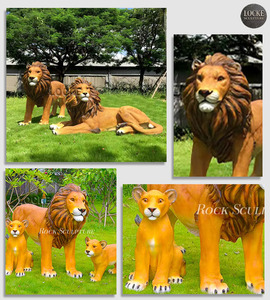 Grand jardin en fibre de verre Lion Tigre Sculpture grandeur nature en fibre de verre Statue d'animal sauvage Décorations - Product Image 2