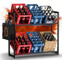 Étagère à caisses de boissons en acier allié noir de style moderne Source Factory, 6 caisses, pieds en plastique réglables en hauteur