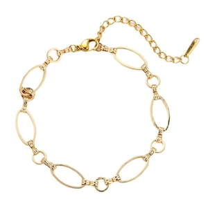 Nuovo arrivo in acciaio inossidabile placcato in <span class=keywords><strong>oro</strong></span> reale 18K catena laminata amore gioielli alla moda cavigliere per le donne - Product Image 6