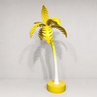 Décor de palmier en fibre de verre jaune pour vitrines de magasins et présentoirs de centres commerciaux
