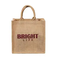 Экологичные многоразовые тканевые сумки с логотипом на заказ, женские пляжные ручные сумки-тоуты, ламинированные продуктовые рекламные сумки для покупок, Джутовая сумка