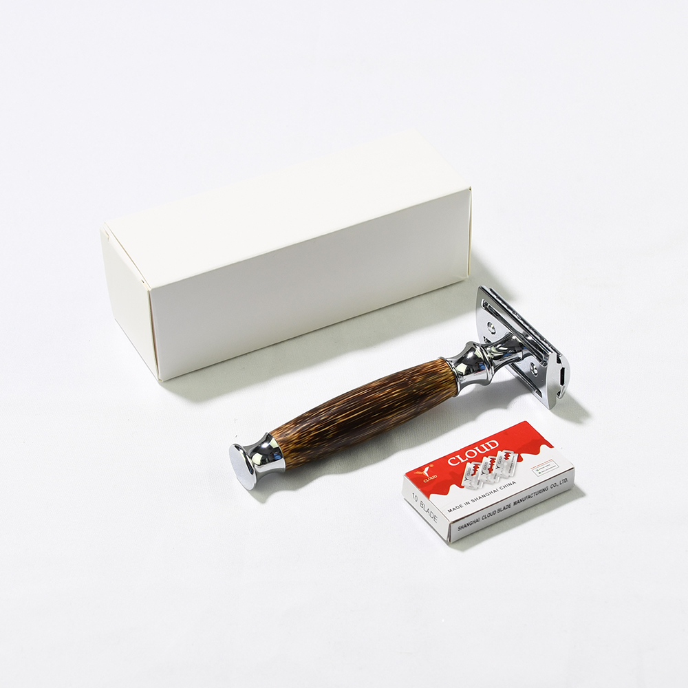 Бритва из натурального бамбука с 3 лезвиями и логотипом на заказ для мужчин