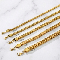 Colliers en acier inoxydable en gros, chaînes torsadées tressées, chaînes cubaines polies à quatre faces, chaînes Franco Hip Hop de 3 mm à 13 mm pour hommes