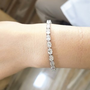 Bracciale tennis da donna in oro bianco 14K con diamanti coltivati in laboratorio DEF bianchi da 0,5 carati a forma ovale, 26 pietre, purezza VS VVS, 12g, 10 Mosh - Product Image 5