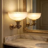 Applique murale vintage en laiton avec abat-jour en verre, lumière LED, douille E27, CRI 90, 2700K, 4100K, 6000K, éclairage pour hôtel