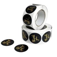 Étiquettes rondes personnalisées avec logo, autocollants de remerciement de luxe en feuille d'or, rouleau pour emballage haut de gamme, vente en gros