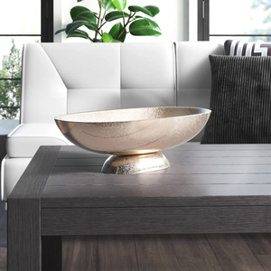 Bol à fleurs de forme ovale en aluminium en métal de haute qualité à vendre Ensemble de 2 bol à fruits en forme de bateau en aluminium pour centres de table - Product Image 3