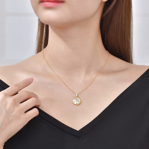 Sagittarius dodici Round S925 collana in argento Sterling per le donne ciondolo a conchiglia con pietra di zircone elegante catena gioielli - Product Image 3