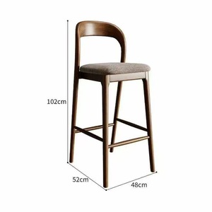 Tabouret <span class=keywords><strong>de</strong></span> bar haut en <span class=keywords><strong>bois</strong></span> massif, style moderne et simple, dossier élégant, chaise <span class=keywords><strong>de</strong></span> salle à manger en <span class=keywords><strong>bois</strong></span> et cuir, fabrication italienne, pour bars - Product Image 3