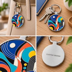 OEM ODM Custom Abstract Geometric Metal Enamel Keychain Personalized Corporate Gift Key Ring - Product Image 3