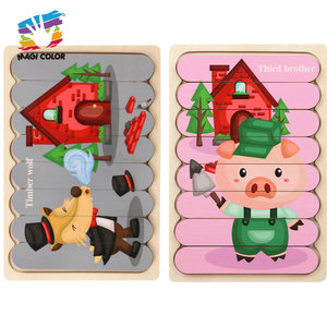 Rompecabezas de dibujos animados de madera de tres cerditos para niños, Popular, W14A286 - Product Image 2