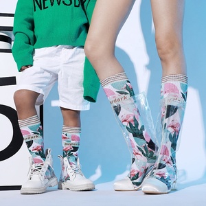 XIANGHUI <span class=keywords><strong>donna</strong></span> <span class=keywords><strong>donna</strong></span> nero novità fiore Design cotone punta <span class=keywords><strong>senza</strong></span> <span class=keywords><strong>cuciture</strong></span> calzini divertenti - Product Image 4