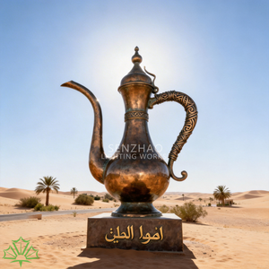 Sculpture en bronze artisanale personnalisée Senzhao, grande statue de cafetière arabe pour l'art public et la décoration paysagère du Moyen-Orient - Product Image 2