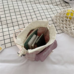 Sac seau mignon en toile pour étudiants en art, sac à bandoulière de loisirs littéraire pour femmes, nouvelle mode <span class=keywords><strong>2022</strong></span> - Product Image 2