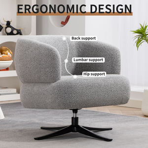 Fauteuil pivotant individuel de luxe Cuddle, style club moderne, petit fauteuil d'appoint en velours pour salon - Product Image 4