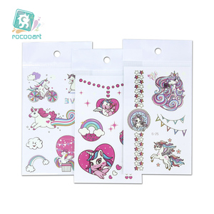 Autoadesivo del tatuaggio luminoso braccio per bambini viso incandescente tatuaggio bambini Body Art tatuaggio <span class=keywords><strong>unicorno</strong></span> cartone animato - Product Image 6