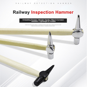 Martillo de inspección con mango de madera y cabeza de acero para mantenimiento de vías de tren - Product Image 4
