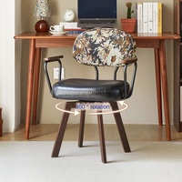 Chaise de bureau ergonomique minimaliste, convertible, réglable en hauteur, dossier pivotant, cuir PU, cadre en bois et acier, pour la maison/la chambre