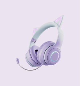 Caliente directo de fábrica al por mayor lindo <span class=keywords><strong>gato</strong></span> oreja sobre la oreja Gaming Hifi auriculares Blue Tooth auriculares inalámbricos iluminación multicolor - Product Image 4